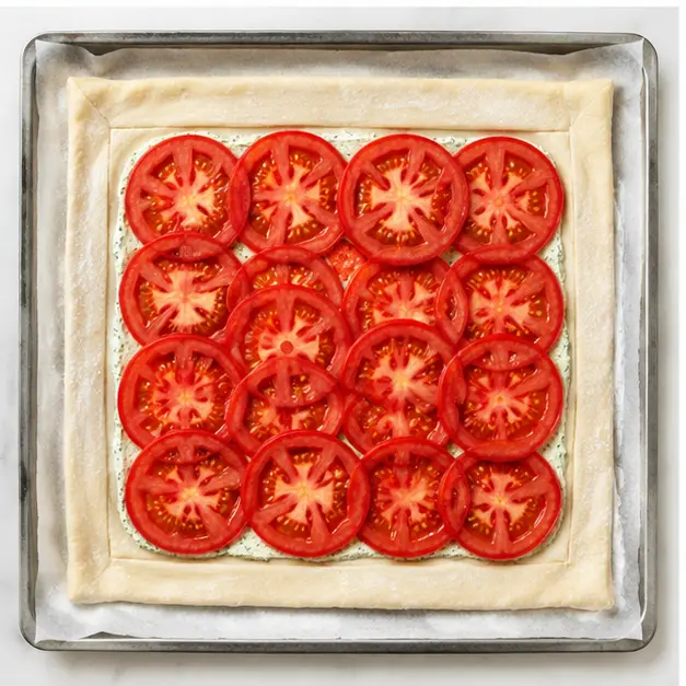 Step 3: Arranging the tomato slices