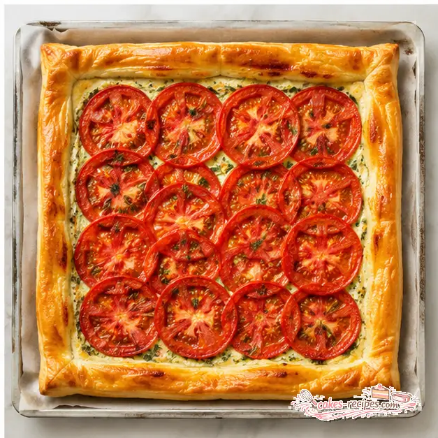 Step 4: Baked golden puff pastry tomato tart