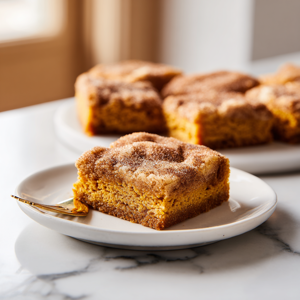pumpkin snickerdoodle bars - final presentation