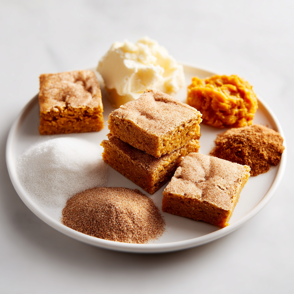 pumpkin snickerdoodle bars - main ingredients