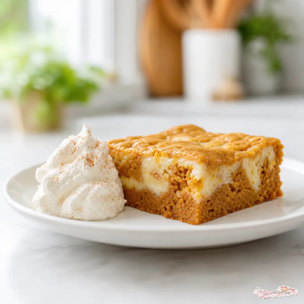 pumpkin cream cheese blondies - final presentation