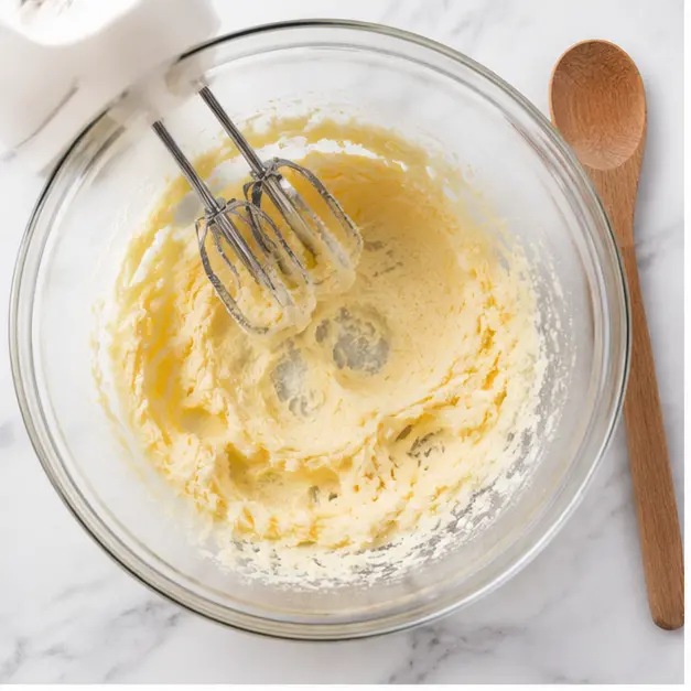 Step 1: Cream butter and sugars until fluffy