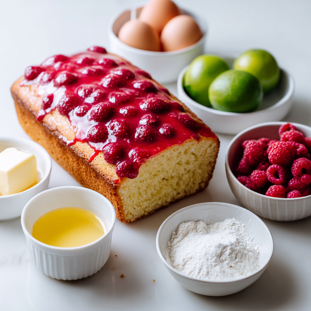 raspberry glazed key lime cake - main ingredients