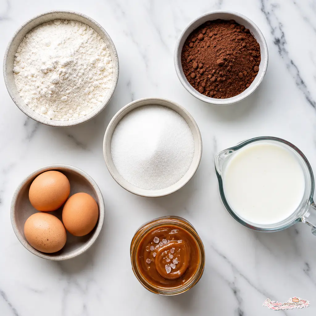 salted caramel chocolate layer cake - main ingredients