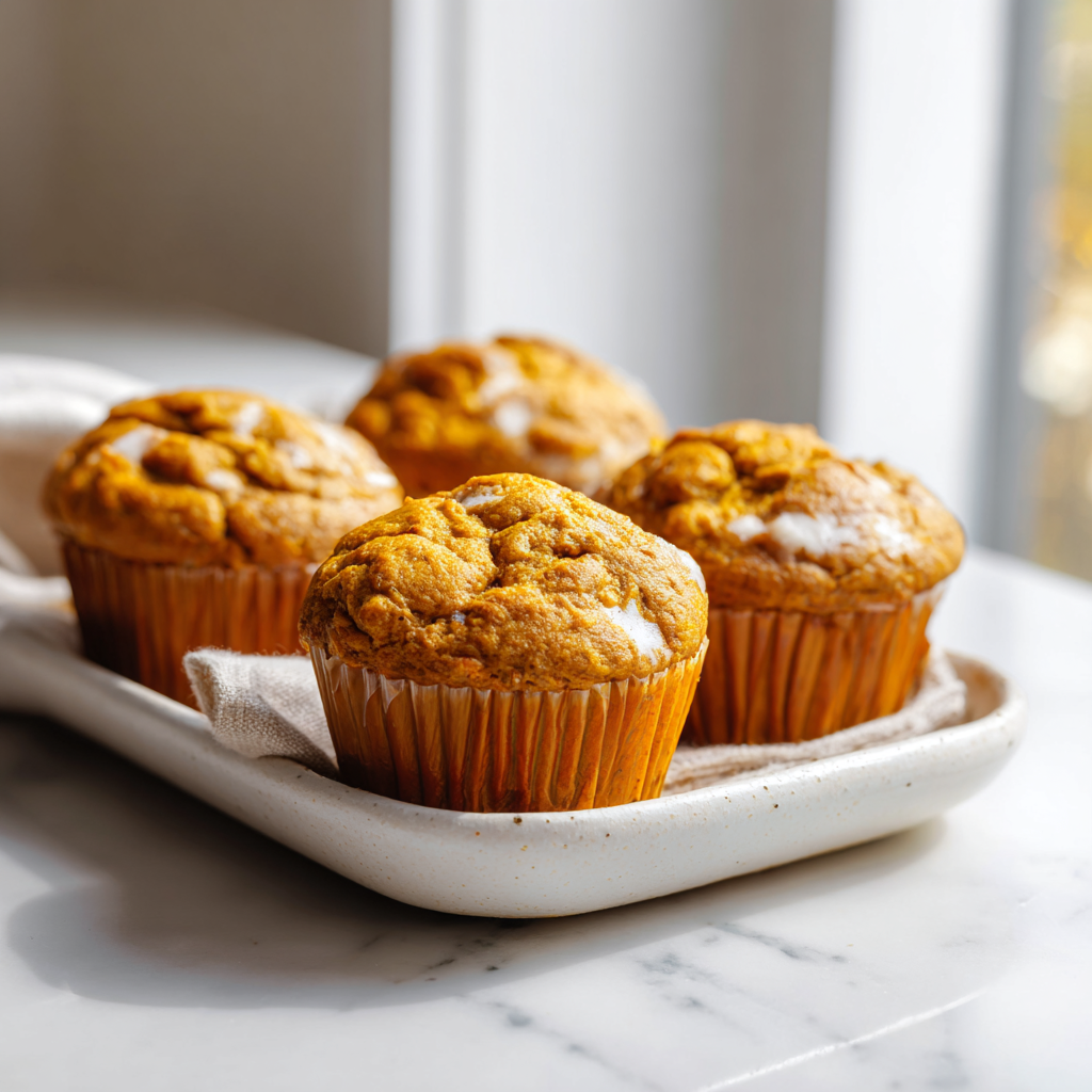 small batch pumpkin cream cheese muffins - final presentation