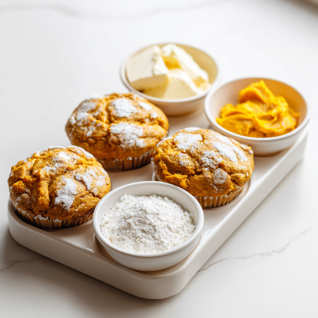 small batch pumpkin cream cheese muffins - main ingredients