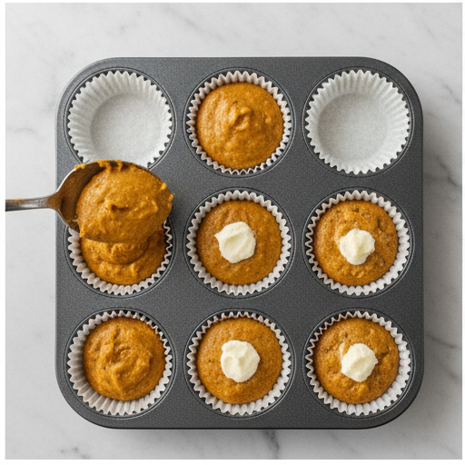 small batch pumpkin cream cheese muffins - step 3