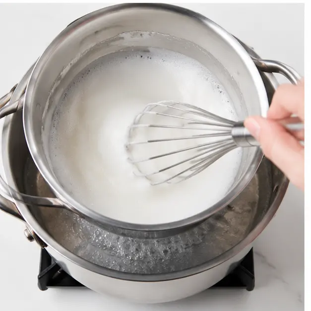 Step 3: Making the Swiss meringue over a double boiler