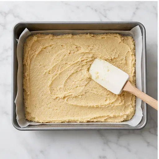 Step 3: Spreading dough evenly in the pan