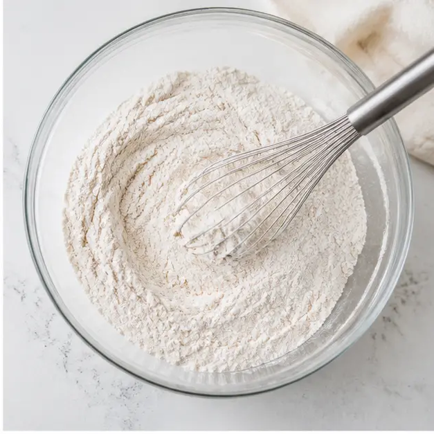 Step 2: Whisking together flour, baking soda, and salt