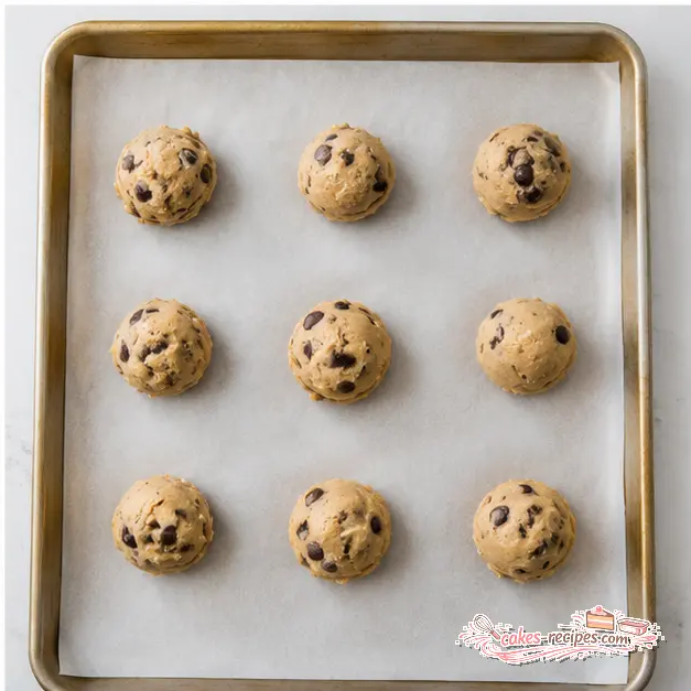 Step 4: Scooped dough balls on a baking sheet