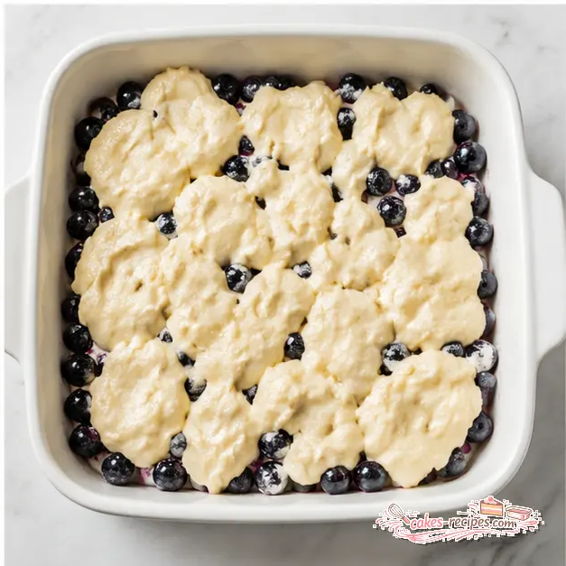 Step 4: Spooning batter over the fruit layer