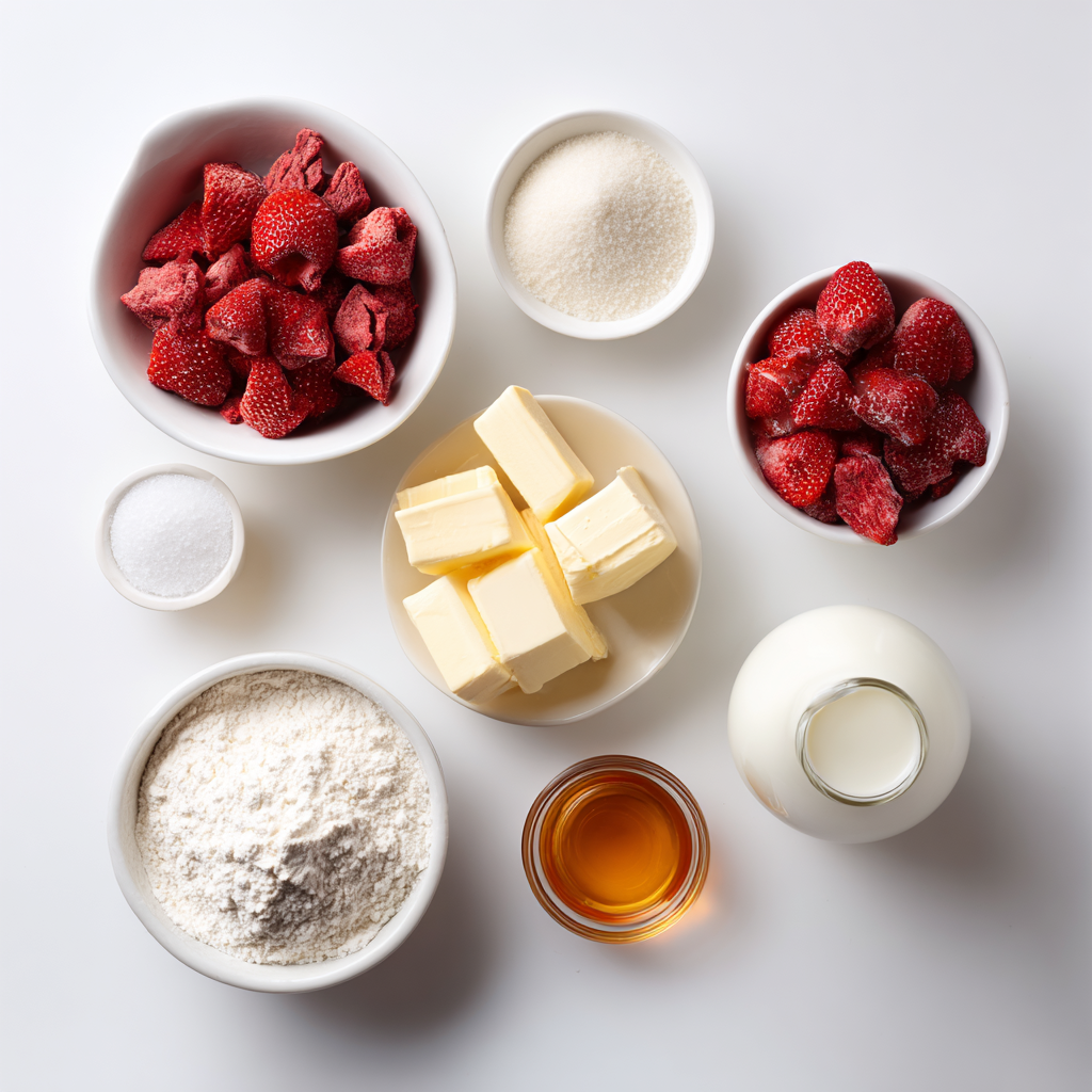 strawberry shortbread cookies - main ingredients