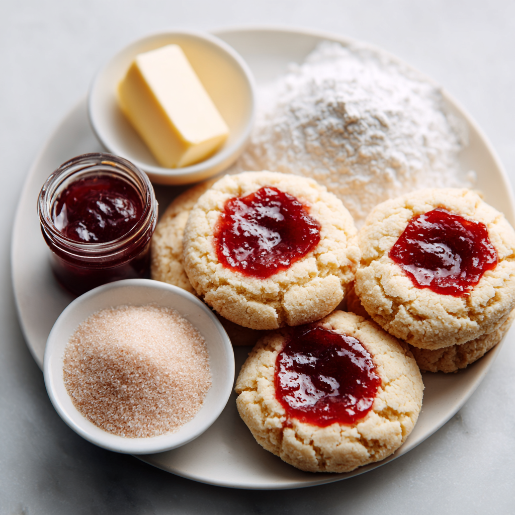 strawberry thumbprint cookie recipe - main ingredients