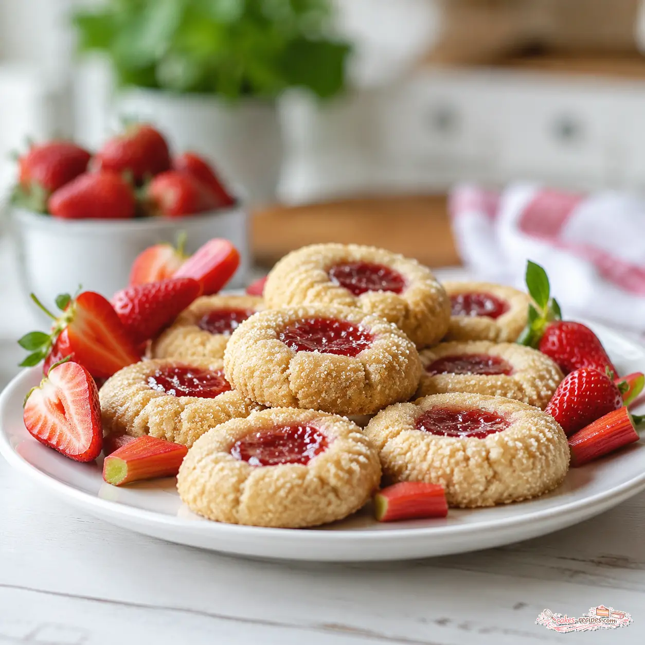 strawberry rhubarb thumbprint cookies - final presentation