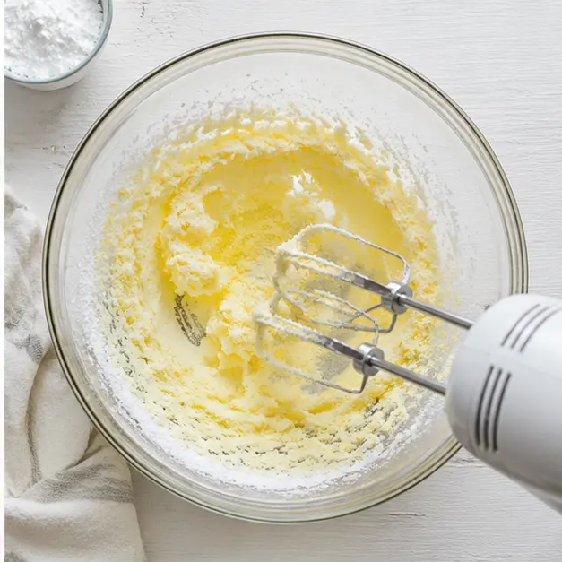 Step 2: Creaming butter and powdered sugar