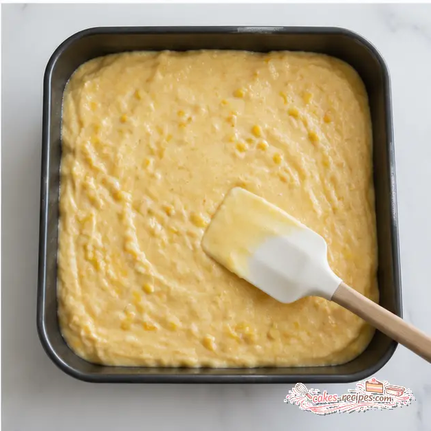 Step 4: Pouring batter into prepared baking pan