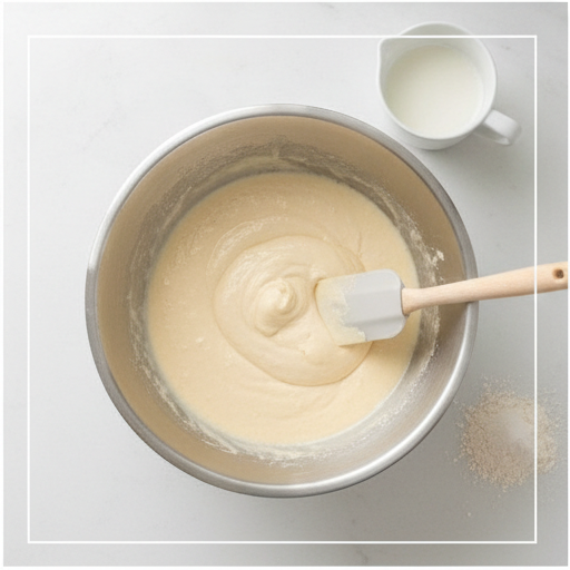 Step 3: Alternating dry flour mixture and milk into the batter.