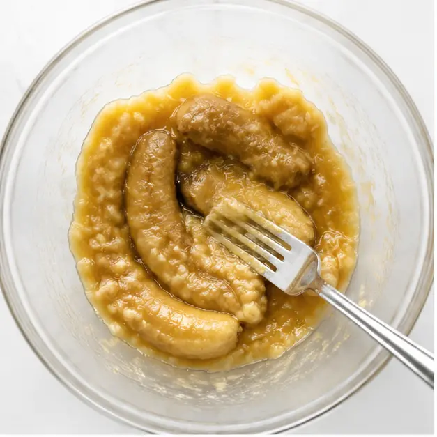 Step 1: Mashing ripe bananas