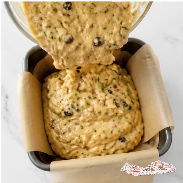 Step 4: Pouring batter into loaf pan