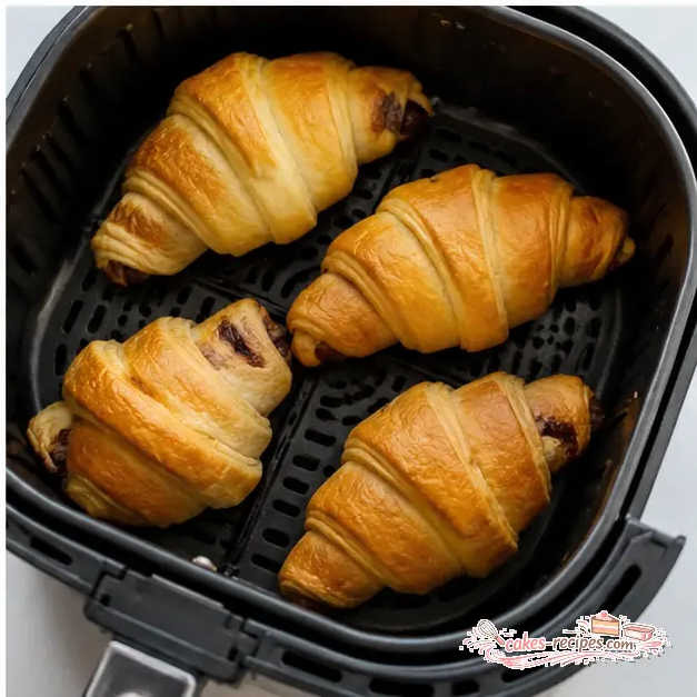 Step 4: Golden baked croissants in air fryer basket