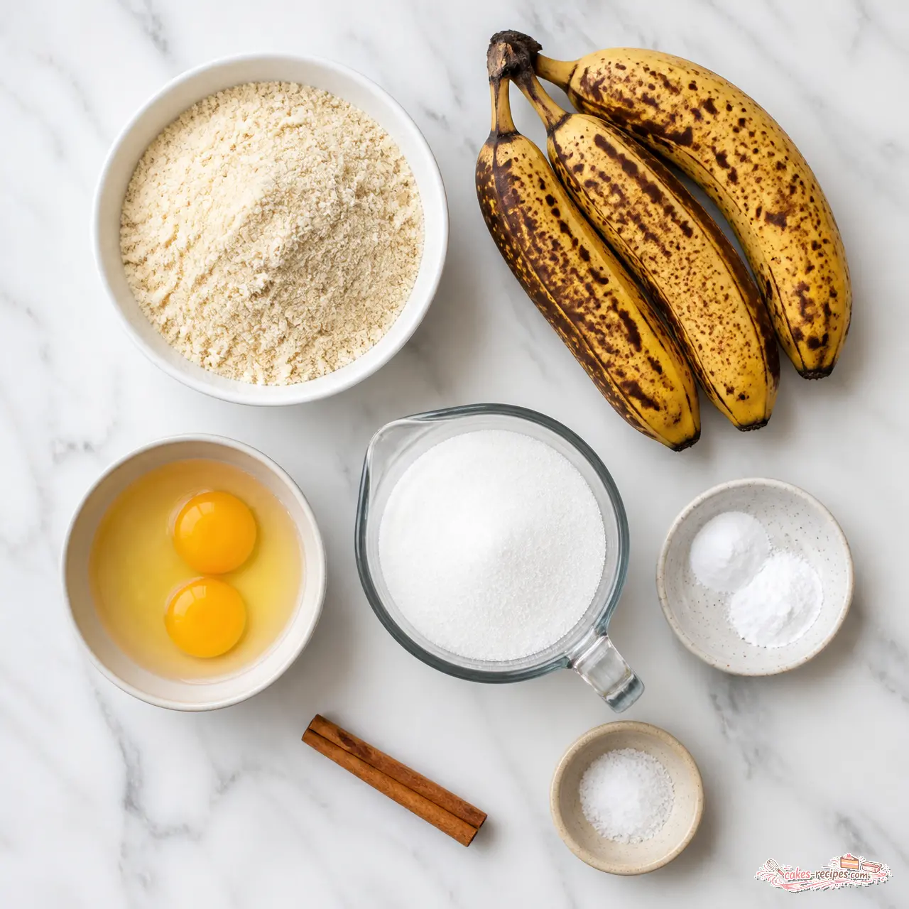almond flour banana bread - main ingredients