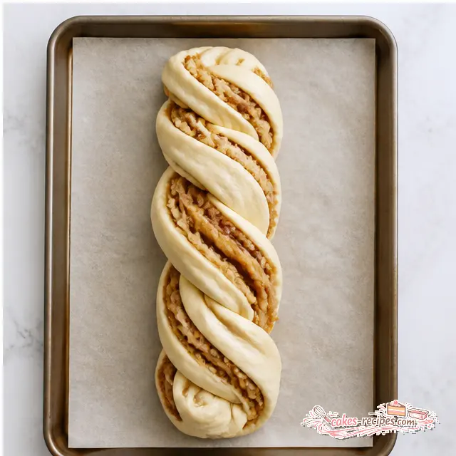 Step 4: Twisting dough logs into a braided loaf shape