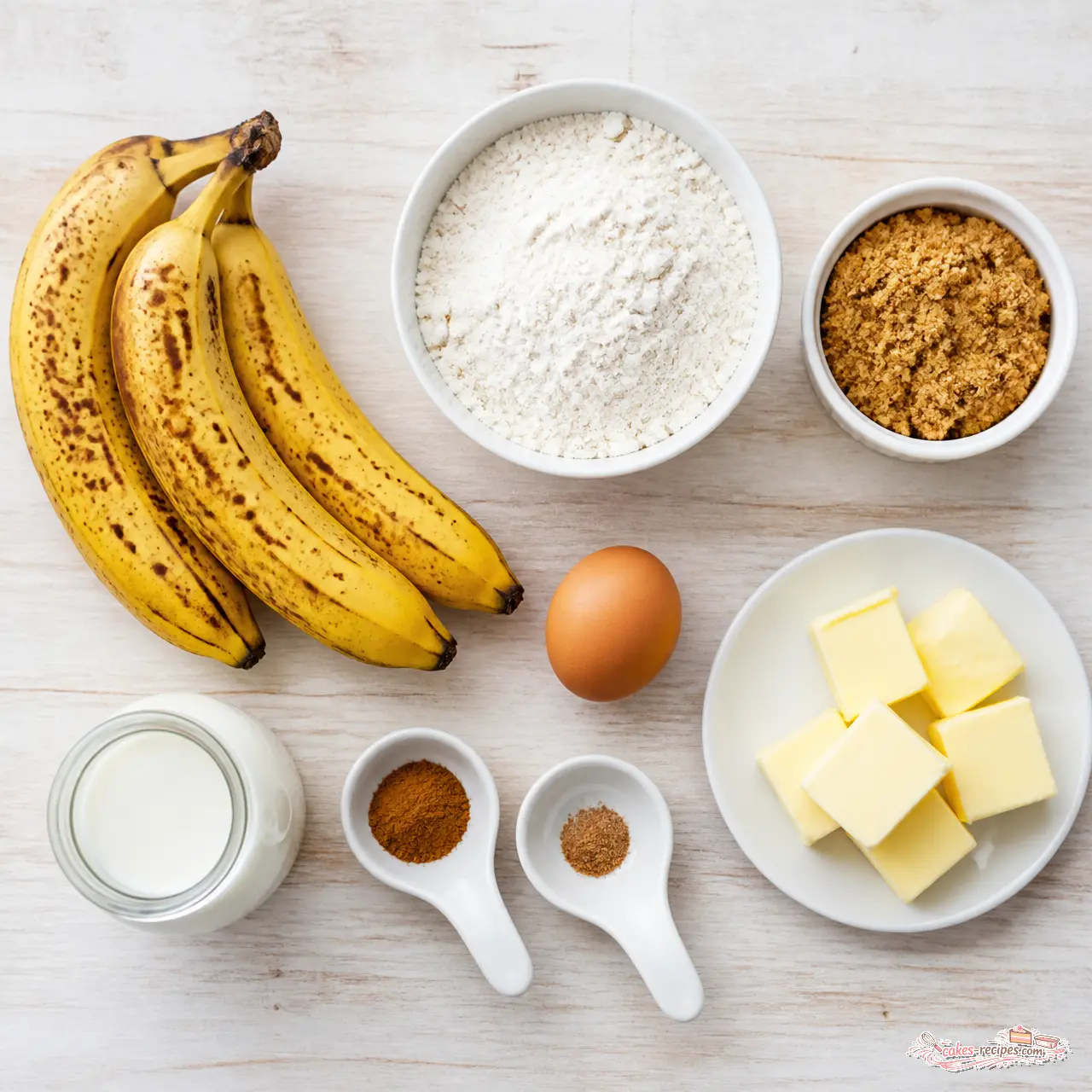 banana bread muffins - main ingredients