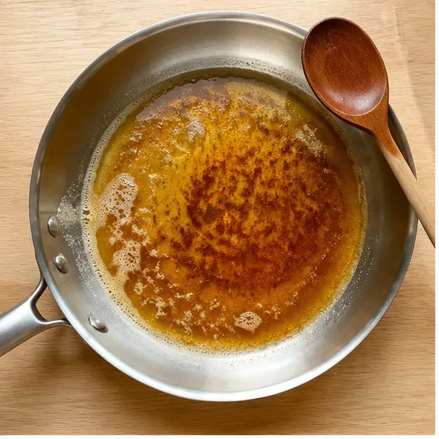Browning unsalted butter in a skillet until golden and nutty