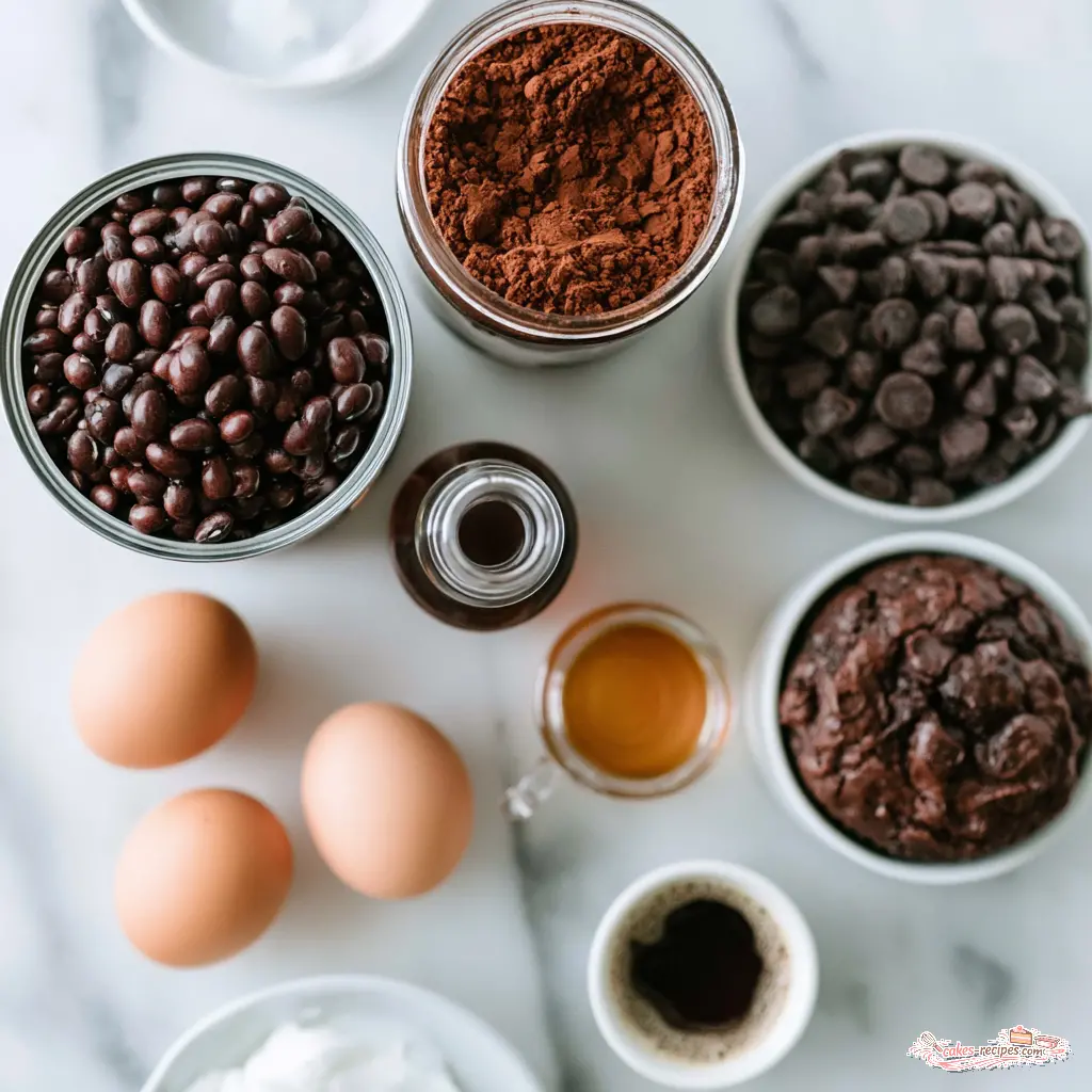 black bean brownie muffins - main ingredients