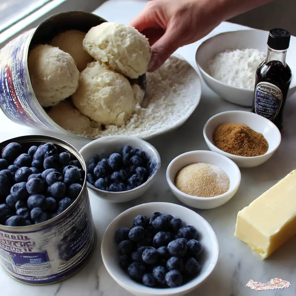 blueberry vanilla monkey bread - main ingredients
