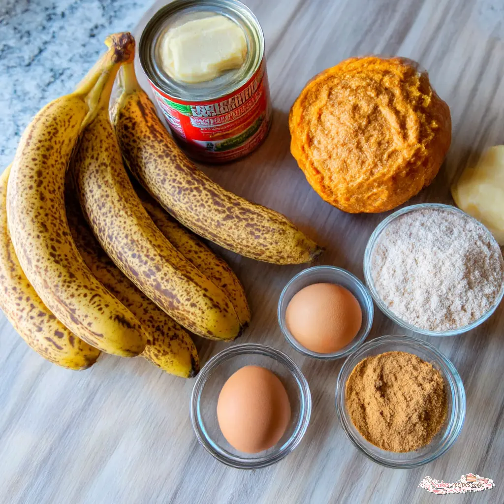 brown butter pumpkin banana muffins - main ingredients
