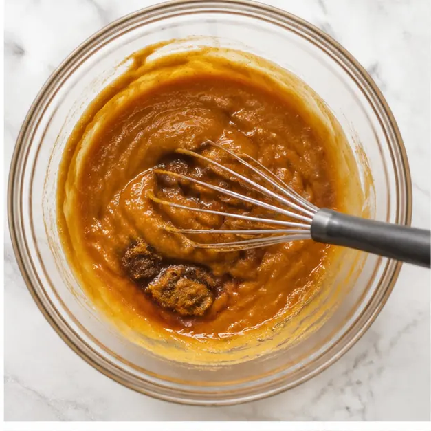 Step 2: Whisking the wet pumpkin and sugar base