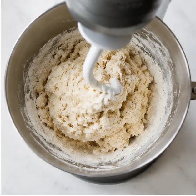 Step 2: Mix the flour and yeast liquid into a smooth dough with the egg and salt