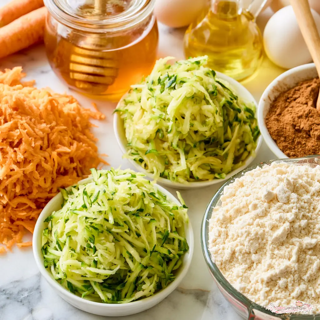 carrot cake zucchini bread - main ingredients