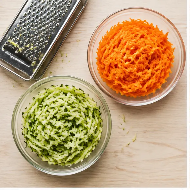 Step 1: Grate the carrots and zucchini finely, then squeeze the zucchini dry in a kitchen towel