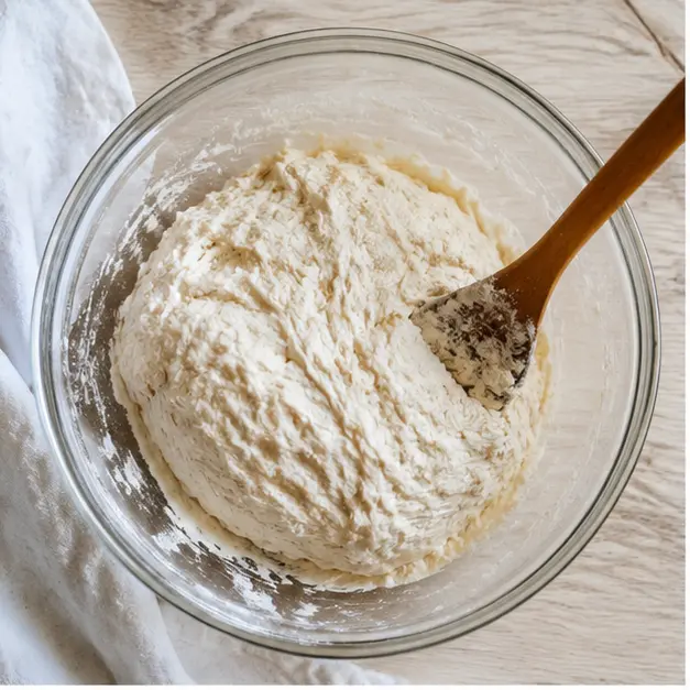Kneading the shaggy dough into a smooth elastic ball