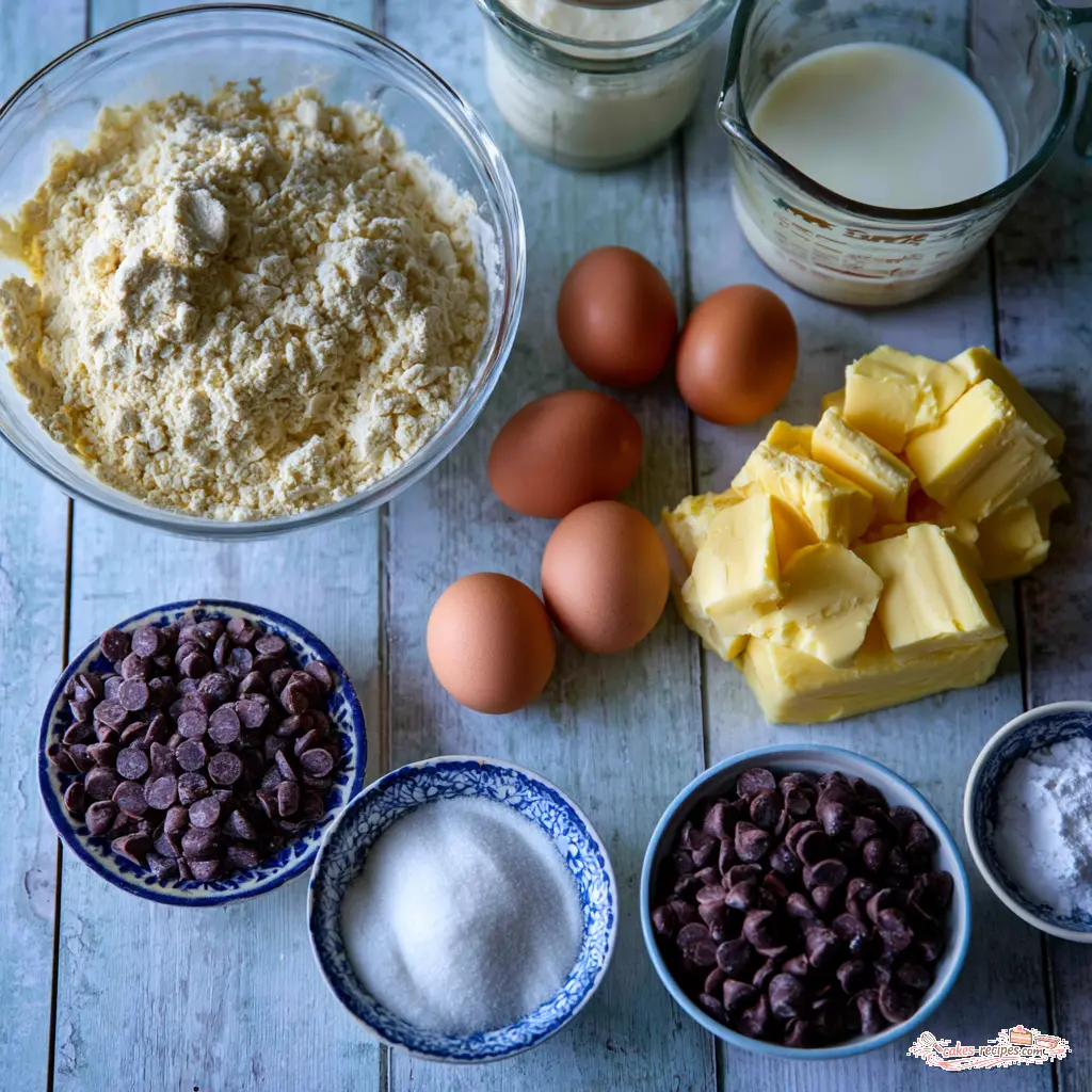 chocolate chip custard brioche - main ingredients