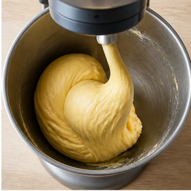 Step 2: Kneading smooth brioche dough in stand mixer