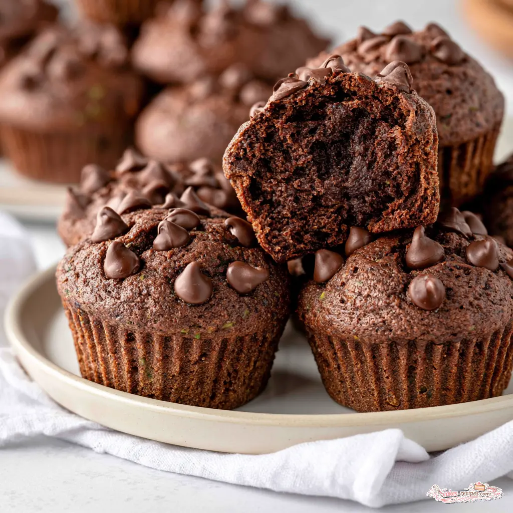 chocolate zucchini muffins - final presentation
