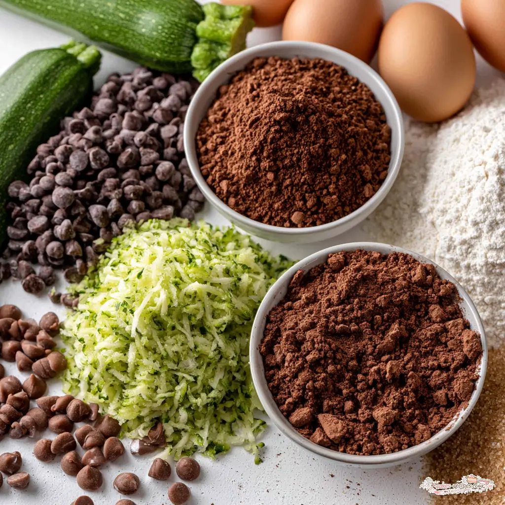 chocolate zucchini muffins - main ingredients