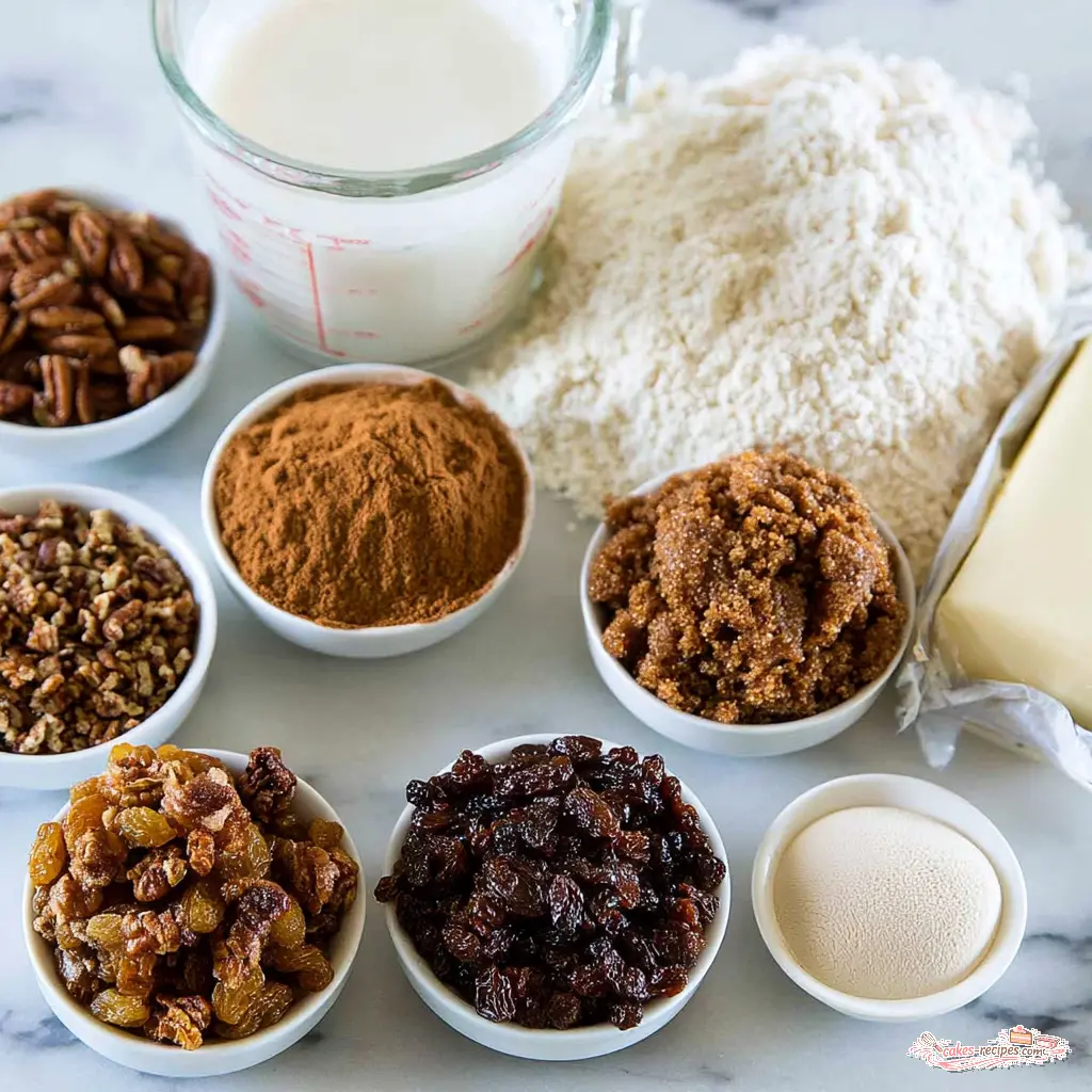 cinnamon raisin monkey bread - main ingredients