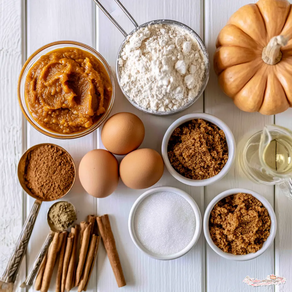 cinnamon swirl pumpkin bread - main ingredients