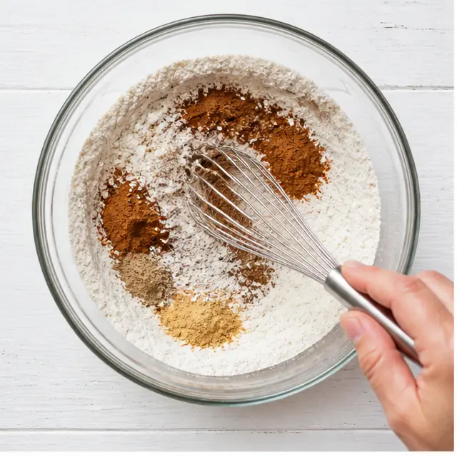 Whisk the dry spices into the flour mixture