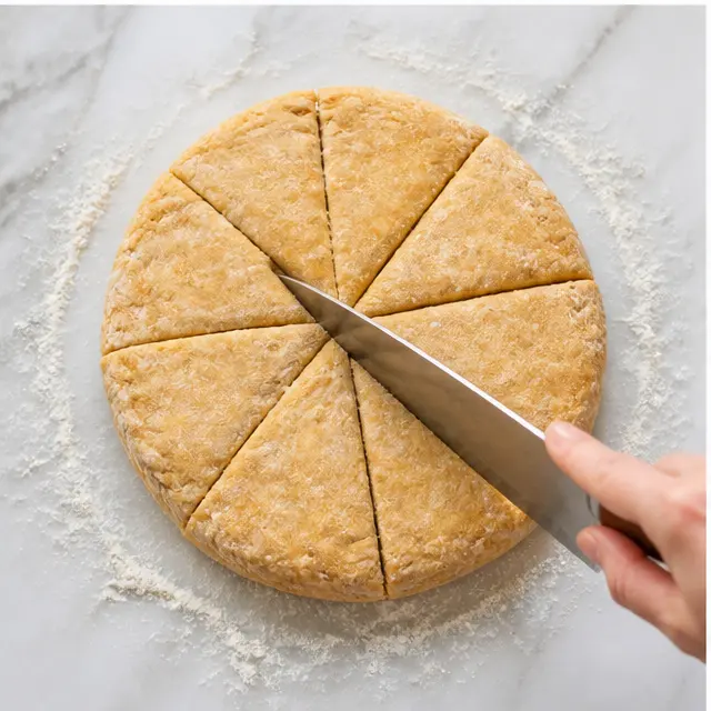 Step 3: Pat the dough into a round and cut it into wedges