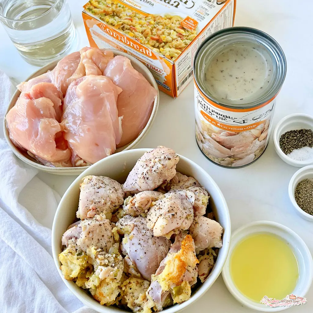 cornbread dressing casserole - main ingredients