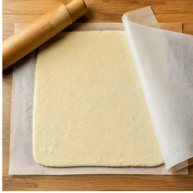 Step 2: Rolling the cottage cheese dough into a rectangle