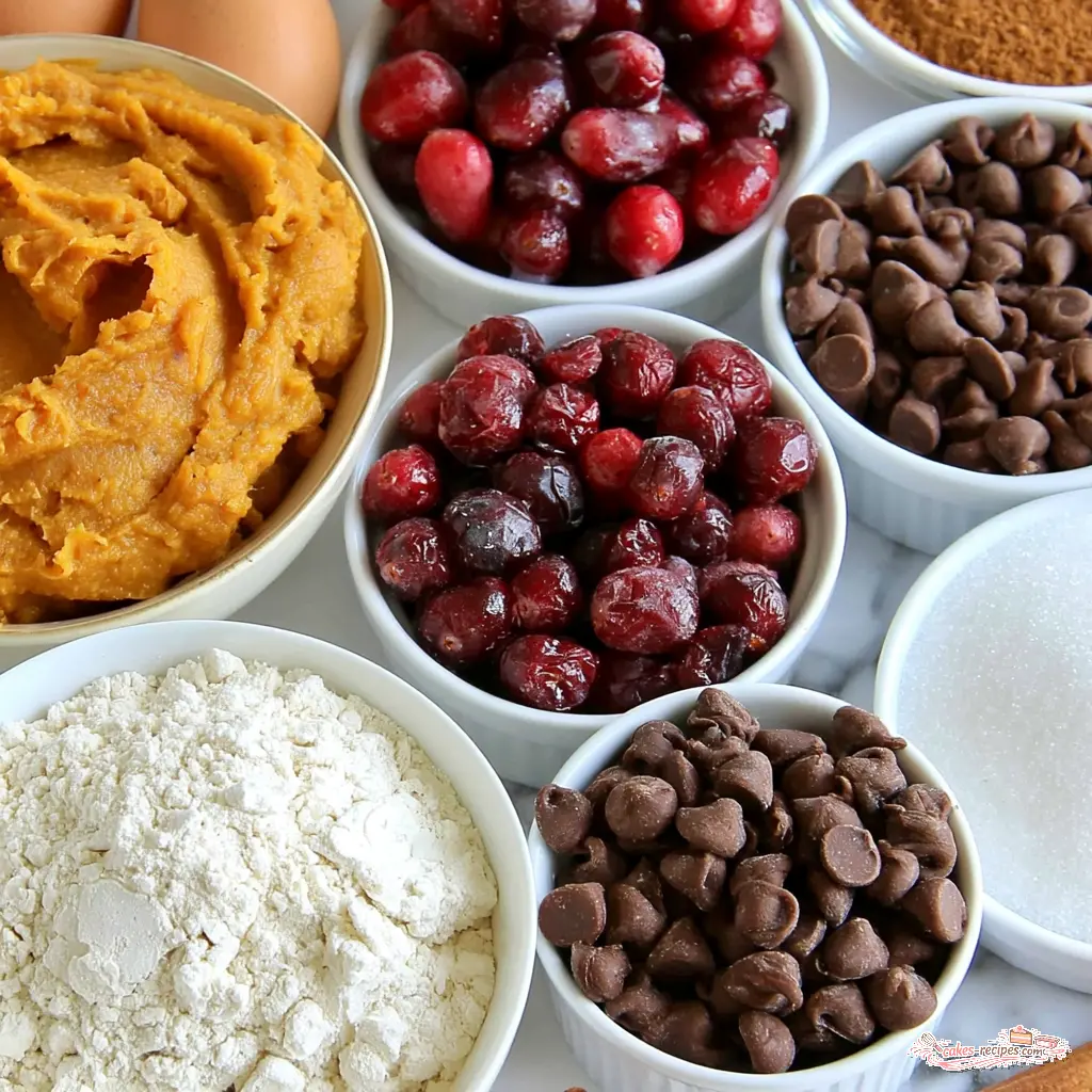 cranberry pumpkin bread - main ingredients