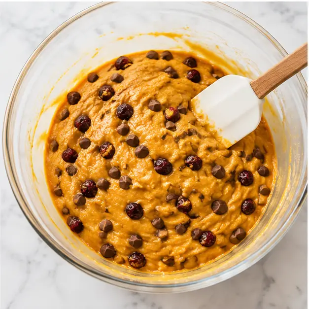 Fold in frozen cranberries and milk chocolate chips