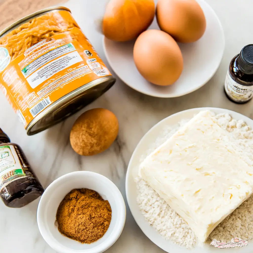 cream cheese stuffed pumpkin bread - main ingredients